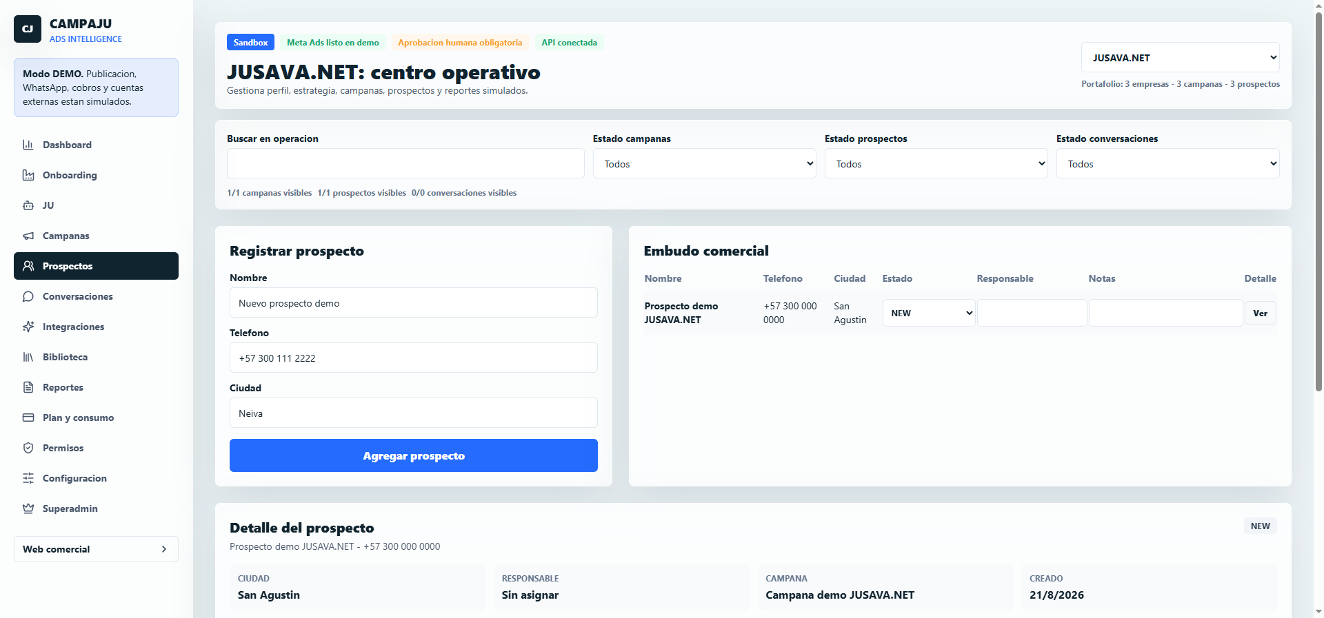 CRM de prospectos en CampAds