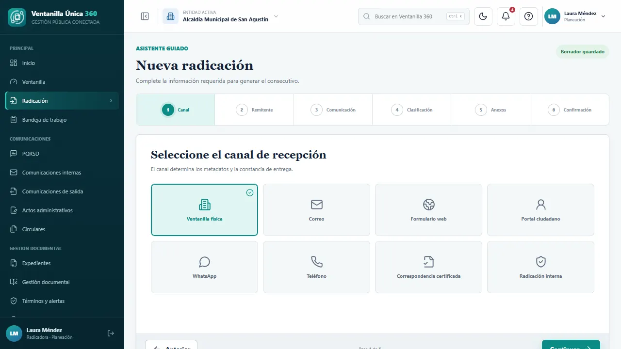 Asistente de radicación en seis pasos