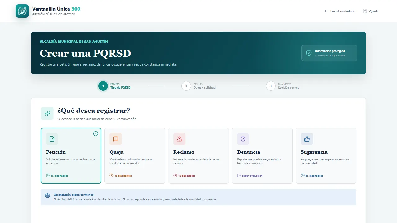 Formulario guiado de PQRSD