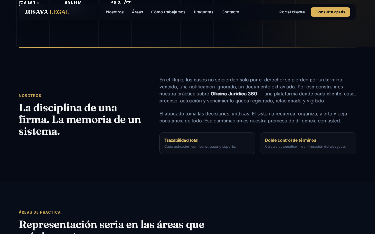 Oficina Jurídica 360, pantalla 2